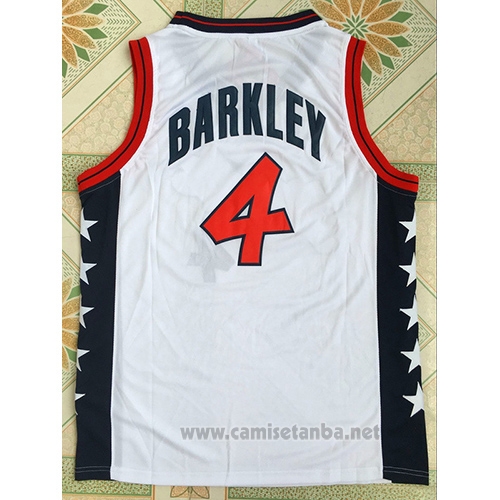 Camiseta USA 1996 Charles Barkley #4 Blanco